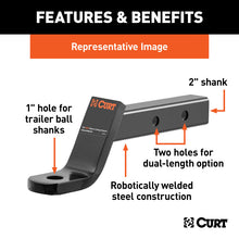 Load image into Gallery viewer, Curt Dual-Length Ball Mount (2in Shank 7500lbs 2in Drop 7-1/2in or 10-1/2in Long)