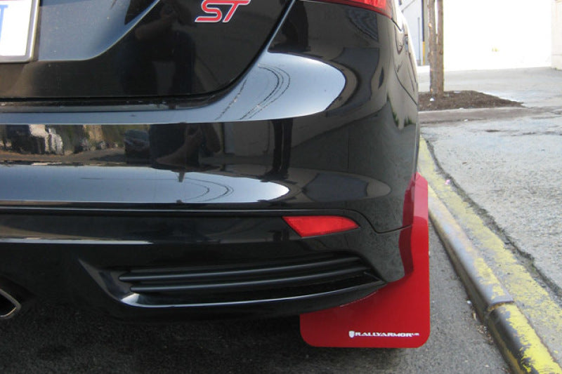 Rally Armor 12-18 Ford Focus SE/ST/RS UR Nitrous Blue Mud Flaps w/ White Logo