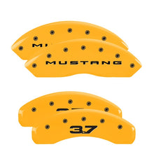 Charger l&#39;image dans la galerie, MGP 4 Caliper Covers Engraved Front 2015/Mustang Engraved Rear 2015/37 Yellow finish black ch