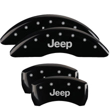 Carica l&#39;immagine nel visualizzatore di Gallery, MGP 4 Caliper Covers Engraved Front &amp; Rear JEEP Black finish silver ch