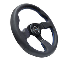 गैलरी व्यूवर में इमेज लोड करें, NRG Reinforced Steering Wheel (320mm) Black Leather w/Blue Stitching