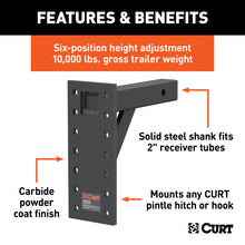 Load image into Gallery viewer, Curt Adjustable Pintle Mount (2in Shank 10000lbs 13in High 10in Long)