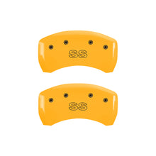 Laden Sie das Bild in den Galerie-Viewer, MGP 4 Caliper Covers Engraved Front &amp; Rear Classic/SS Yellow Finish Black Char 2000 Chevrolet Camaro