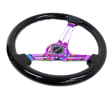 गैलरी व्यूवर में इमेज लोड करें, NRG Reinforced Steering Wheel (350mm / 3in. Deep) Blk Wood w/Blk Matte Spoke/Neochrome Center Mark