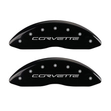 Cargar imagen en el visor de la galería, MGP 4 Caliper Covers Engraved Front &amp; Rear C6/Corvette Black finish silver ch