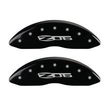 Carica l&#39;immagine nel visualizzatore di Gallery, MGP 4 Caliper Covers Engraved Front C6/Corvette Engraved Rear C6/Z06 Black finish silver ch