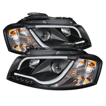 Carica l&#39;immagine nel visualizzatore di Gallery, Spyder Audi A3 06-08 Projector Headlights Halogen Model- Light Tube DRL Blk PRO-YD-AA306-LTDRL-BK