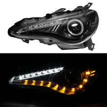 Laden Sie das Bild in den Galerie-Viewer, Spyder Scion FRS 12-14 Projector Headlights DRL LED Black PRO-YD-SFRS12-BK