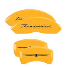 Carica l&#39;immagine nel visualizzatore di Gallery, MGP 4 Caliper Covers Eng Fr No Bolts/TBird Rr No Bolts/TBird Yel Finish Blk Char 05 Ford Thunderbird