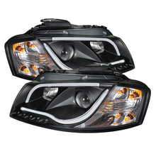 Carica l&#39;immagine nel visualizzatore di Gallery, Spyder Audi A3 06-08 Projector Headlights Halogen Model- Light Tube DRL Blk PRO-YD-AA306-LTDRL-BK