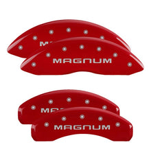 Charger l&#39;image dans la galerie, MGP 4 Caliper Covers Engraved Front &amp; Rear With stripes/Dodge Black finish silver ch