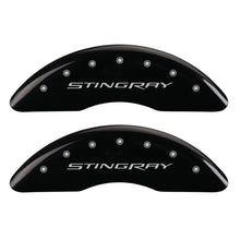 Charger l&#39;image dans la galerie, MGP 4 Caliper Covers Engraved Front &amp; Rear Stingray Black finish silver ch