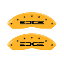 Laden Sie das Bild in den Galerie-Viewer, MGP 4 Caliper Covers Engraved Front &amp; Rear Edge Yellow finish black ch