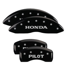 Cargar imagen en el visor de la galería, MGP 4 Caliper Covers Engraved Front Honda Engraved Rear Pilot/2015 Black finish silver ch