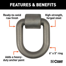 Load image into Gallery viewer, Curt 3inx 4in Weld-On Tie-Down D-Ring (15587lbs Raw Steel)