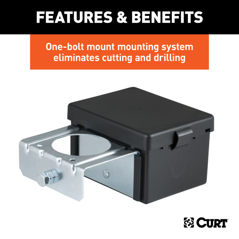 Curt 5in x 3-1/4in x 3-7/8in Lockable Breakaway Battery Case w/Metal Bracket