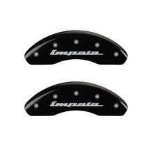 Carica l&#39;immagine nel visualizzatore di Gallery, MGP 4 Caliper Covers Engraved Front &amp; Rear Impala Black finish silver ch