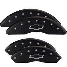 Cargar imagen en el visor de la galería, MGP 4 Caliper Covers Engraved Front &amp; Rear With stripes/Journey Black finish silver ch