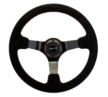 गैलरी व्यूवर में इमेज लोड करें, NRG Reinforced Steering Wheel (350mm / 3in. Deep) Blk Suede w/Red BBall Stitch &amp; Black 3-Spoke