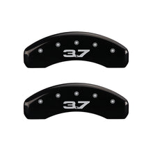 Charger l&#39;image dans la galerie, MGP 4 Caliper Covers Engraved Front 2015/Mustang Engraved Rear 2015/37 Black finish silver ch