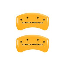 Carica l&#39;immagine nel visualizzatore di Gallery, MGP 4 Caliper Covers Engraved Front Camaro Rear Gen 4/Ss Yellow Finish Black Char 1998 Chevy Camaro