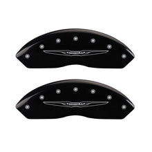 Laden Sie das Bild in den Galerie-Viewer, MGP 4 Caliper Covers Engraved Front &amp; Rear Style 2/Chrysler Wing Black finish silver ch