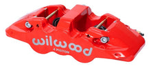 गैलरी व्यूवर में इमेज लोड करें, Wilwood Caliper - Aero4-DS Forged Four-Piston Caliper Black 1.12in Piston 1.10in Rotor - Red