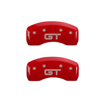 Cargar imagen en el visor de la galería, MGP 4 Caliper Covers Engraved Front Mustang Engraved Rear S197/GT Red finish silver ch