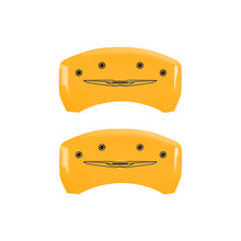 Cargar imagen en el visor de la galería, MGP 4 Caliper Covers Engraved Front &amp; Rear Style 2/Chrysler Wing Yellow finish black ch