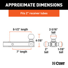 Carica l&#39;immagine nel visualizzatore di Gallery, Curt Multi-Ball Mount (2in Solid Shank 1-7/8in 2in &amp; 2-5/16in Black Balls)