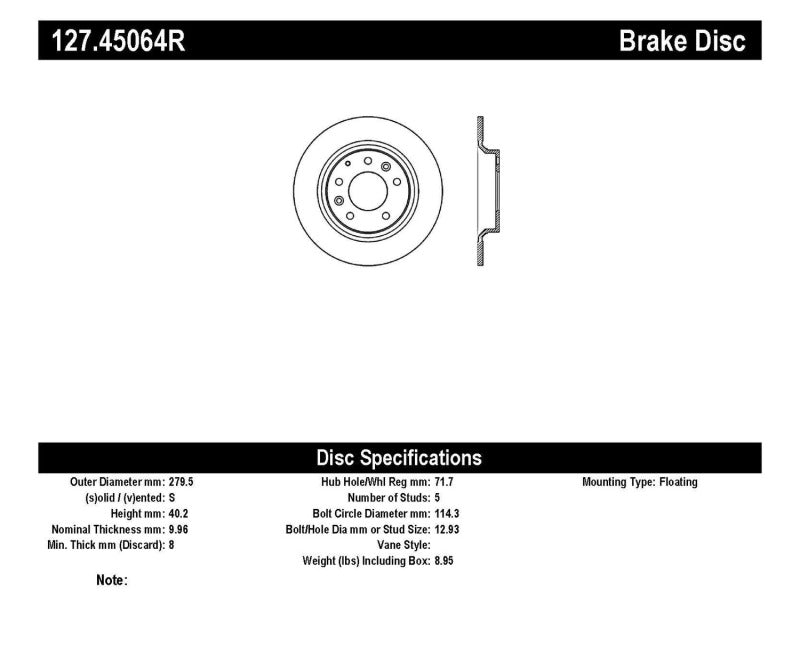 StopTech Mazda Mazda6 Slotted & Drilled Right Rear Rotor