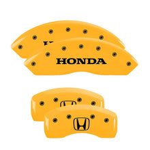 Carica l&#39;immagine nel visualizzatore di Gallery, MGP 4 Caliper Covers Engraved Front Honda Engraved Rear H Logo Yellow finish black ch