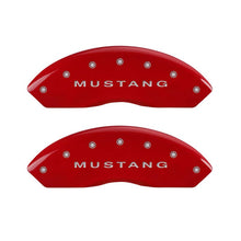 Cargar imagen en el visor de la galería, MGP 4 Caliper Covers Engraved Front Mustang Engraved Rear S197/GT Red finish silver ch