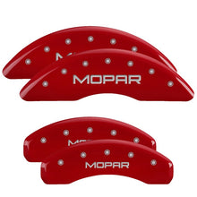 Cargar imagen en el visor de la galería, MGP 4 Caliper Covers Engraved Front &amp; Rear MOPAR Red finish silver ch