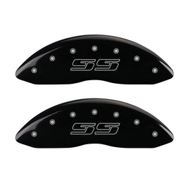 MGP 4 Caliper Covers Engraved Front & Rear Avalanche style/SS Black finish silver ch
