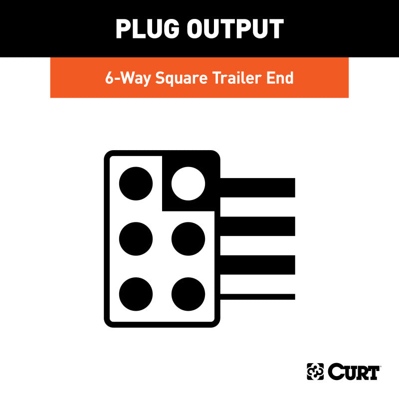 Curt 6-Way Square Connector Plug w/12in Wires (Trailer Side Packaged)