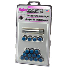 Laden Sie das Bild in den Galerie-Viewer, McGard SplineDrive Tuner 4 Lug Install Kit w/Tool (Cone) M12x1.5 / 13/16 Hex - Blue Cap (Clamshell)