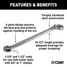 Carica l&#39;immagine nel visualizzatore di Gallery, Curt Trailer Ball Box-End Wrench (Fits 1-1/8in or 1-1/2in Nuts)