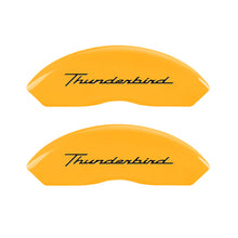 Carica l&#39;immagine nel visualizzatore di Gallery, MGP 4 Caliper Covers Eng Fr No Bolts/TBird Rr No Bolts/TBird Yel Finish Blk Char 05 Ford Thunderbird