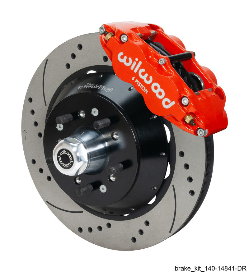 Wilwood Narrow Superlite 6R Red Front Big Break Kit Ford 14in Drilled/Slotted Rotor