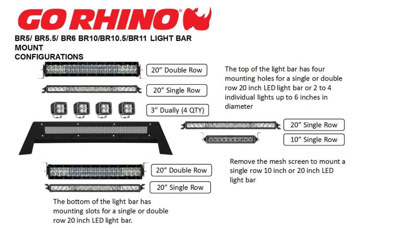 Go Rhino 10-19 Ram Ram 2500HD/3500HD BR10.5 Light bar mount
