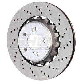 SHW 15-18 BMW M3 3.0L Right Rear Cross-Drilled Lightweight Brake Rotor