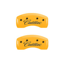 Carica l&#39;immagine nel visualizzatore di Gallery, MGP 4 Caliper Covers Engraved F &amp; R Cursive/Cadillac Yellow Finish Black Char 2006 Cadillac SRX