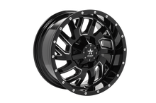 Load image into Gallery viewer, RBP 65R Glock 20x10 5x127/139.7 BP / 5 BS / -12mm Offset 78mm CB Gloss Black Machined Grooves Wheel