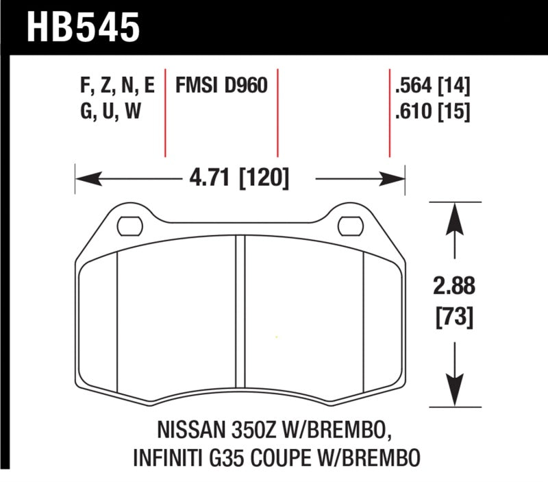 Hawk 03-07 G35/350z w/ Brembo HP+ Street Front Brake Pads - 2to4wheels
