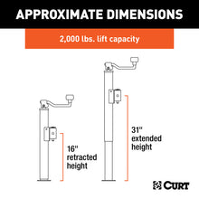 Carica l&#39;immagine nel visualizzatore di Gallery, Curt Pipe-Mount Swivel Jack w/Top Handle (2000lbs 15in Travel)
