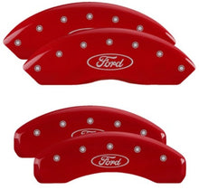 Laden Sie das Bild in den Galerie-Viewer, MGP 4 Caliper Covers Engraved Front &amp; Rear Oval Logo/Ford Red Finish Silver Char 2019 Ford Ranger