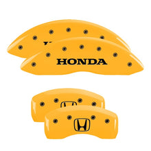 Carica l&#39;immagine nel visualizzatore di Gallery, MGP 4 Caliper Covers Engraved Front Honda Engraved Rear H Logo Yellow finish black ch