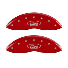 गैलरी व्यूवर में इमेज लोड करें, MGP Front set 2 Caliper Covers Engraved Front Oval logo/Ford Red finish silver ch