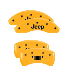 Charger l&#39;image dans la galerie, MGP 4 Caliper Covers Engraved Front JEEP Engraved Rear JEEP Grill logo Yellow finish black ch
